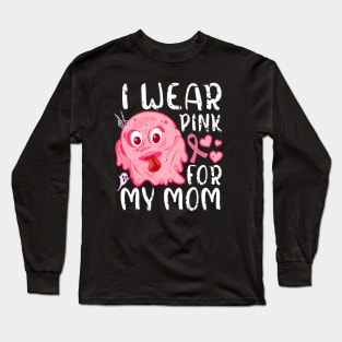 I Wear Pink For My Mom Halloween Pink Ghost Long Sleeve T-Shirt